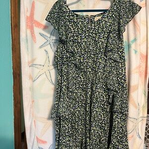 Michael Kors Green Blue Yellow and White Floral Dress